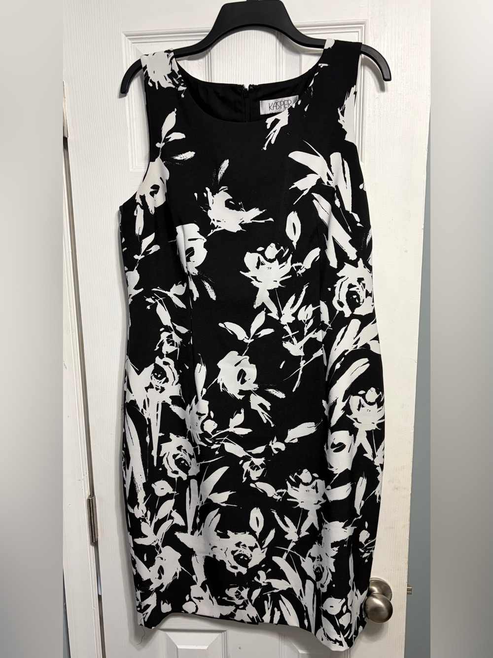 Kasper Black Dress with White Floral Print